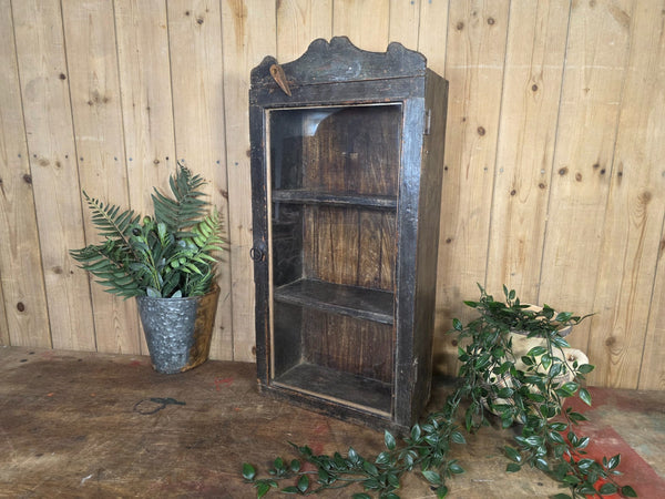 Vintage Indian Wooden Glazed Display Bathroom Kitchen Herb Spice Wall Cabinet