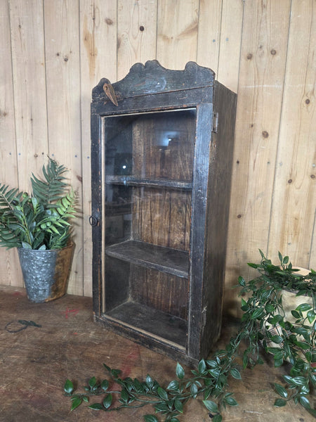 Vintage Indian Wooden Glazed Display Bathroom Kitchen Herb Spice Wall Cabinet