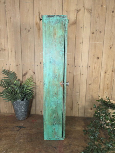 Vintage Indian Wooden Glazed Display Bathroom Kitchen Herb Spice Wall Cabinet