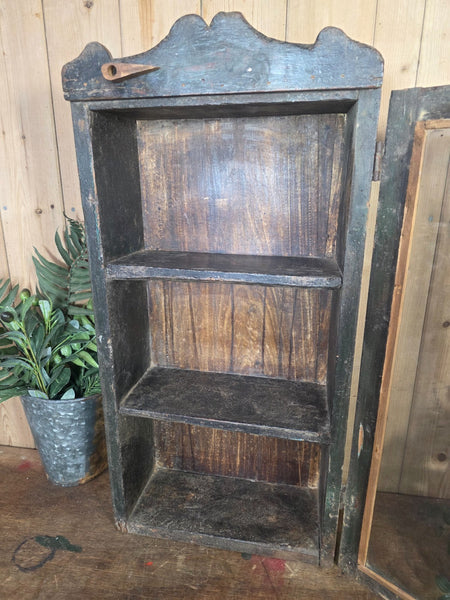 Vintage Indian Wooden Glazed Display Bathroom Kitchen Herb Spice Wall Cabinet