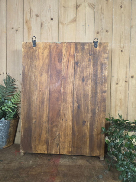 Vintage Indian Wooden Glazed Display Bathroom Kitchen Herb Spice Wall Cabinet