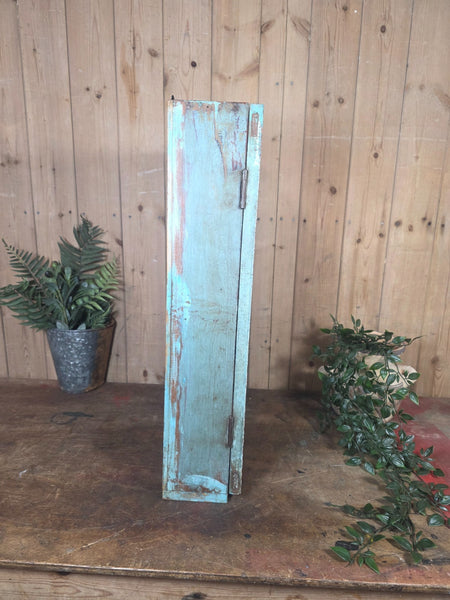 Vintage Indian Wooden Glazed Display Bathroom Kitchen Herb Spice Wall Cabinet