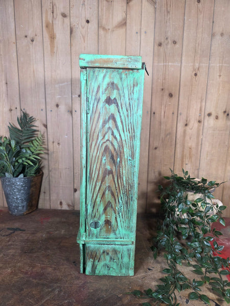 Vintage Indian Wooden Glazed Display Bathroom Kitchen Herb Spice Wall Cabinet