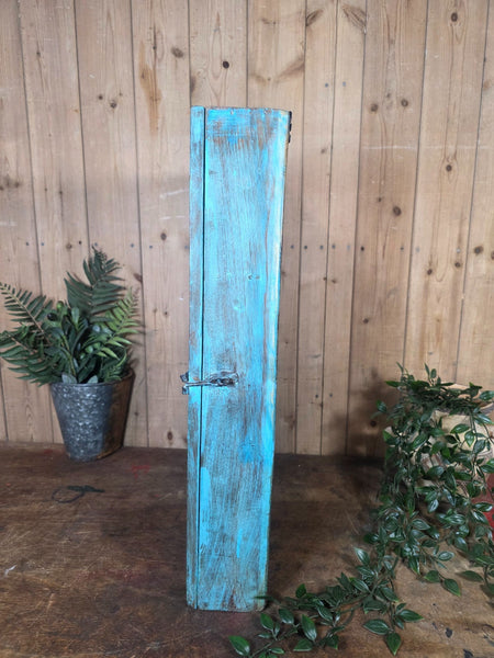 Vintage Indian Wooden Glazed Display Bathroom Kitchen Herb Spice Wall Cabinet
