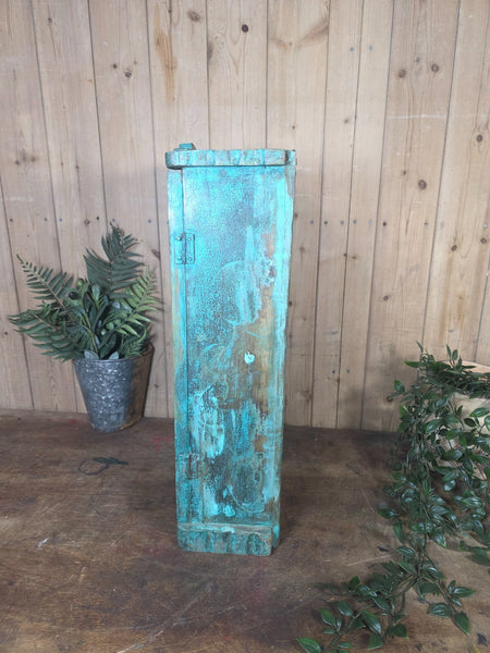Vintage Indian Wooden Glazed Display Bathroom Kitchen Herb Spice Wall Cabinet