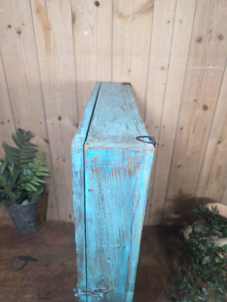 Vintage Indian Wooden Glazed Display Bathroom Kitchen Herb Spice Wall Cabinet