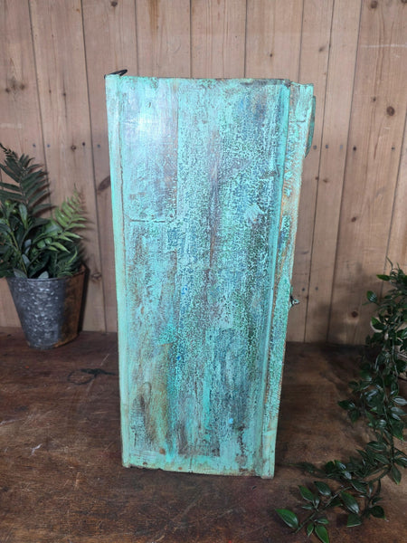 Vintage Indian Wooden Glazed Display Bathroom Kitchen Herb Spice Wall Cabinet