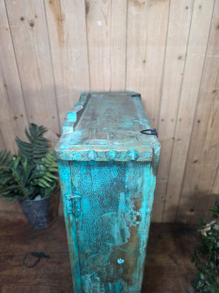 Vintage Indian Wooden Glazed Display Bathroom Kitchen Herb Spice Wall Cabinet