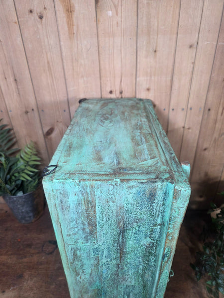 Vintage Indian Wooden Glazed Display Bathroom Kitchen Herb Spice Wall Cabinet