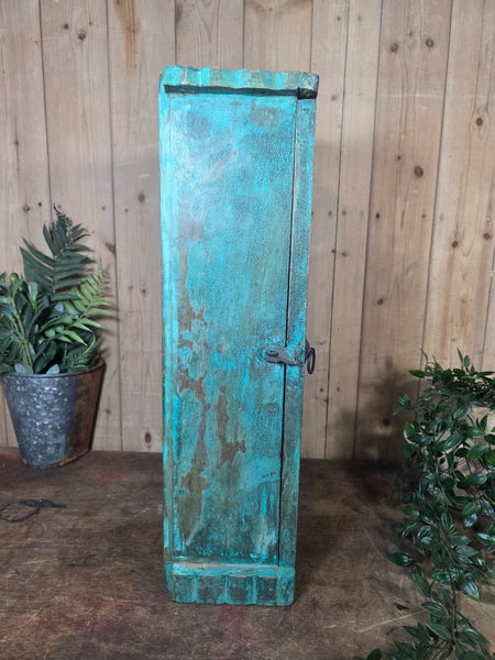 Vintage Indian Wooden Glazed Display Bathroom Kitchen Herb Spice Wall Cabinet