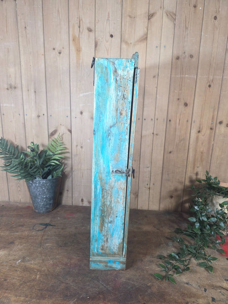 Vintage Indian Wooden Glazed Display Bathroom Kitchen Herb Spice Wall Cabinet