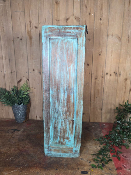 Vintage Indian Wooden Glazed Display Bathroom Kitchen Herb Spice Wall Cabinet