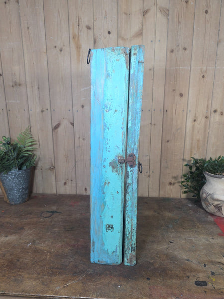 Vintage Indian Wooden Glazed Display Bathroom Kitchen Herb Spice Wall Cabinet