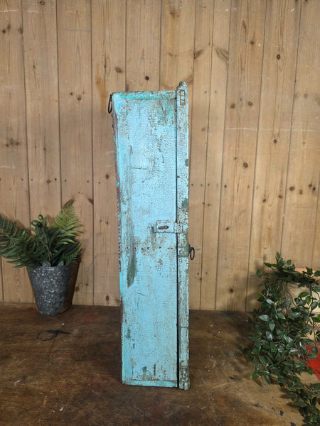 Vintage Indian Wooden Glazed Display Bathroom Kitchen Herb Spice Wall Cabinet