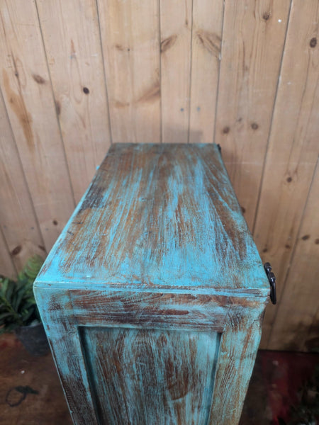 Vintage Indian Wooden Glazed Display Bathroom Kitchen Herb Spice Wall Cabinet