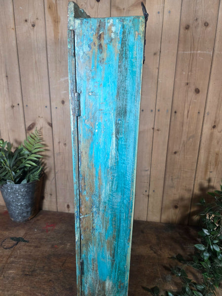 Vintage Indian Wooden Glazed Display Bathroom Kitchen Herb Spice Wall Cabinet