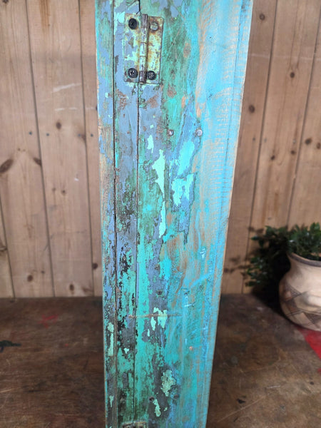 Vintage Indian Wooden Glazed Display Bathroom Kitchen Herb Spice Wall Cabinet