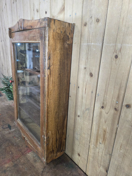 Vintage Indian Wooden Glazed Display Bathroom Kitchen Herb Spice Wall Cabinet