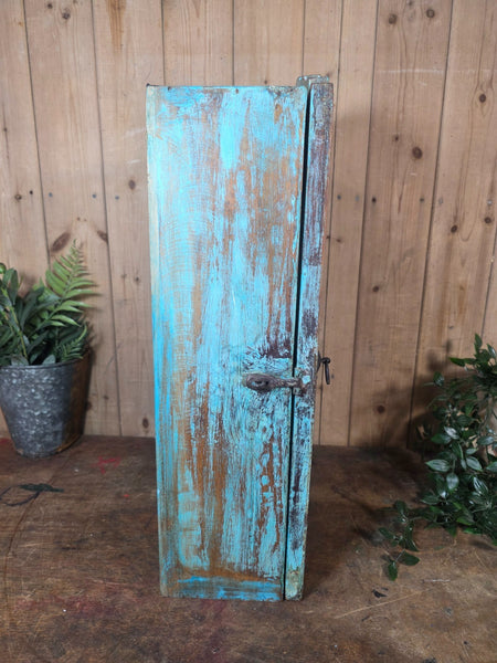 Vintage Indian Wooden Glazed Display Bathroom Kitchen Herb Spice Wall Cabinet