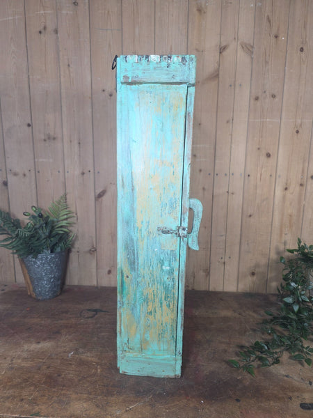 Vintage Indian Wooden Glazed Display Bathroom Kitchen Herb Spice Wall Cabinet