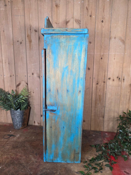 Vintage Indian Wooden Glazed Display Bathroom Kitchen Herb Spice Wall Cabinet