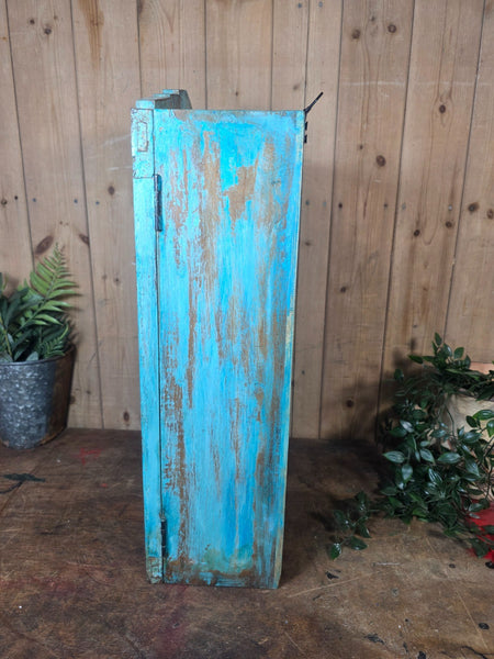 Vintage Indian Wooden Glazed Display Bathroom Kitchen Herb Spice Wall Cabinet