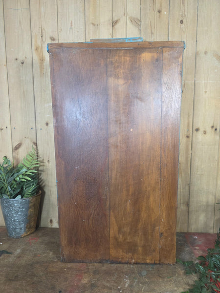 Vintage Indian Wooden Glazed Display Bathroom Kitchen Herb Spice Wall Cabinet
