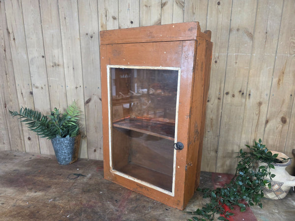 Vintage Indian Wooden Glazed Display Bathroom Kitchen Herb Spice Wall Cabinet