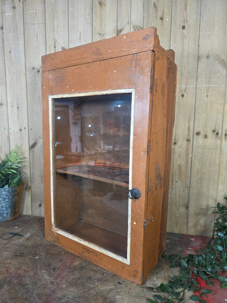 Vintage Indian Wooden Glazed Display Bathroom Kitchen Herb Spice Wall Cabinet