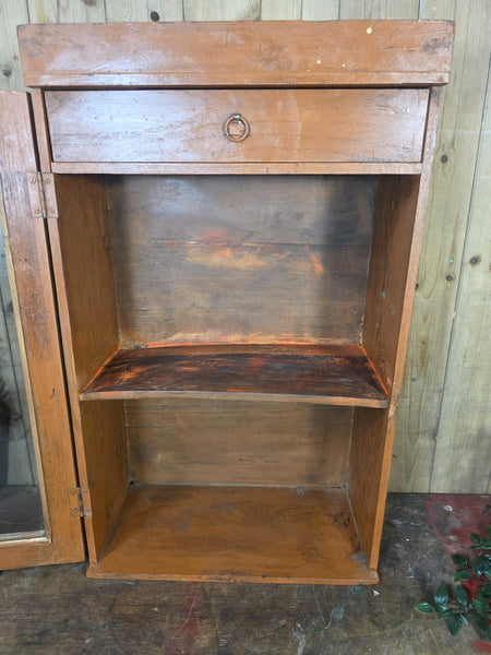 Vintage Indian Wooden Glazed Display Bathroom Kitchen Herb Spice Wall Cabinet