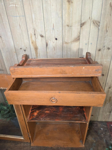 Vintage Indian Wooden Glazed Display Bathroom Kitchen Herb Spice Wall Cabinet