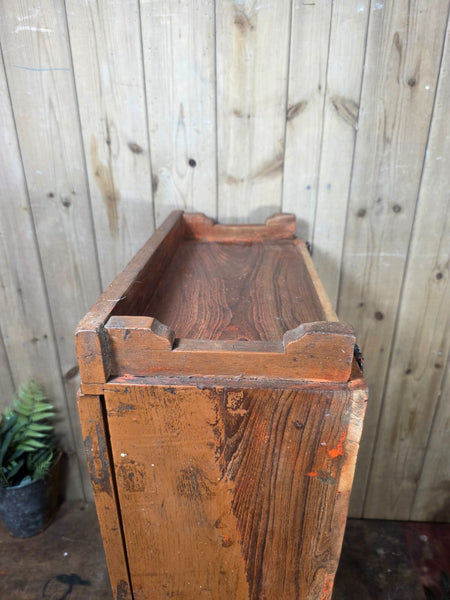 Vintage Indian Wooden Glazed Display Bathroom Kitchen Herb Spice Wall Cabinet