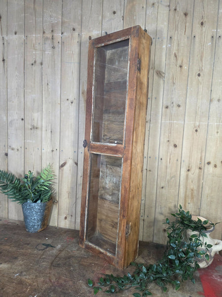 Vintage Indian Wooden Glazed Display Bathroom Kitchen Herb Spice Wall Cabinet
