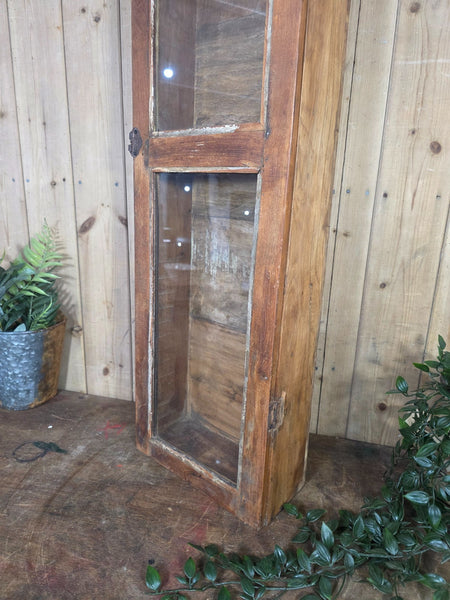 Vintage Indian Wooden Glazed Display Bathroom Kitchen Herb Spice Wall Cabinet