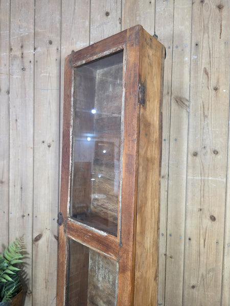 Vintage Indian Wooden Glazed Display Bathroom Kitchen Herb Spice Wall Cabinet