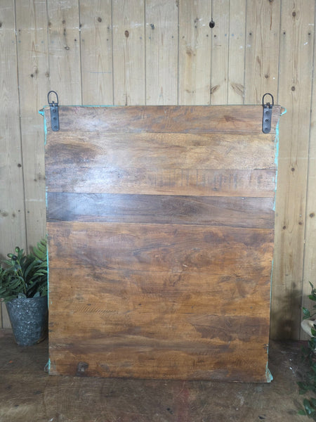 Vintage Indian Wooden Glazed Display Bathroom Kitchen Herb Spice Wall Cabinet