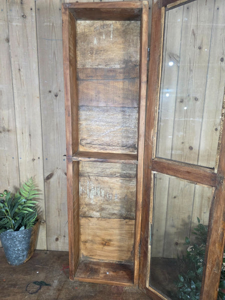 Vintage Indian Wooden Glazed Display Bathroom Kitchen Herb Spice Wall Cabinet