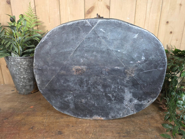 Original Vintage Rustic Painted Metal Hat Storage Box Tin