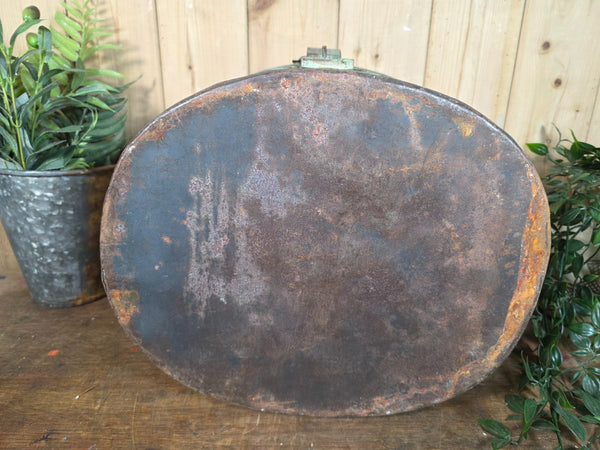 Original Vintage Rustic Painted Metal Hat Storage Box Tin