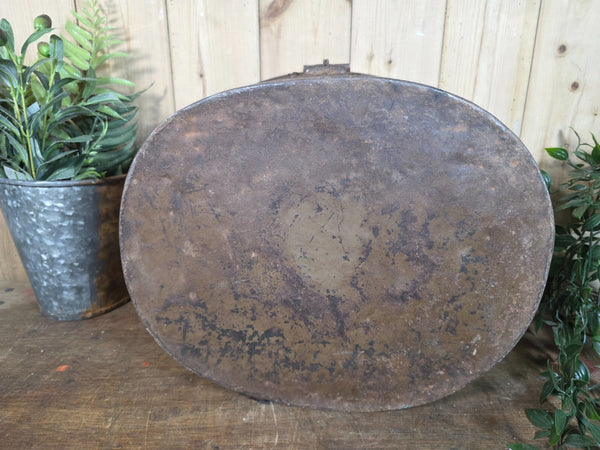 Original Vintage Rustic Painted Metal Hat Storage Box Tin