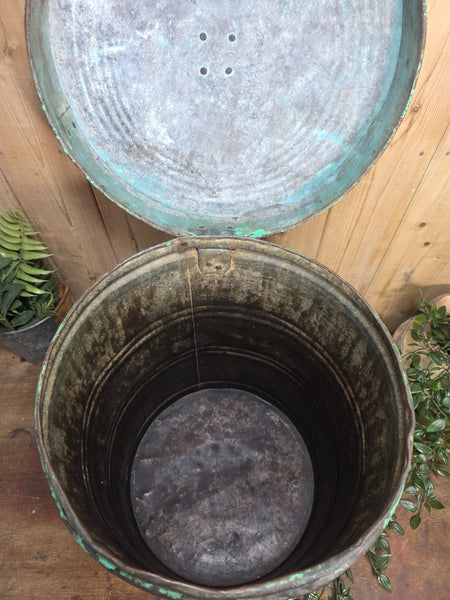 Old Vintage Rustic Industrial Indian Metal Rice Storage Drum Barrel Canister Bin