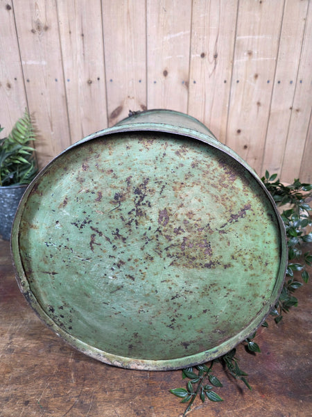 Large Vintage Rustic Industrial Indian Metal Rice Storage Barrel Canister Bin