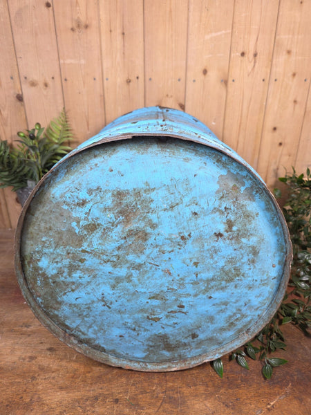 Old Vintage Rustic Industrial Indian Metal Rice Storage Drum Barrel Canister Bin
