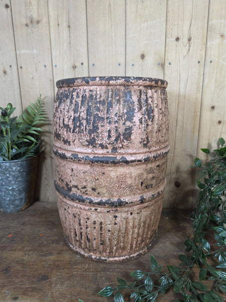 Vintage Rustic Pink Painted Metal Dolly Tub Planter