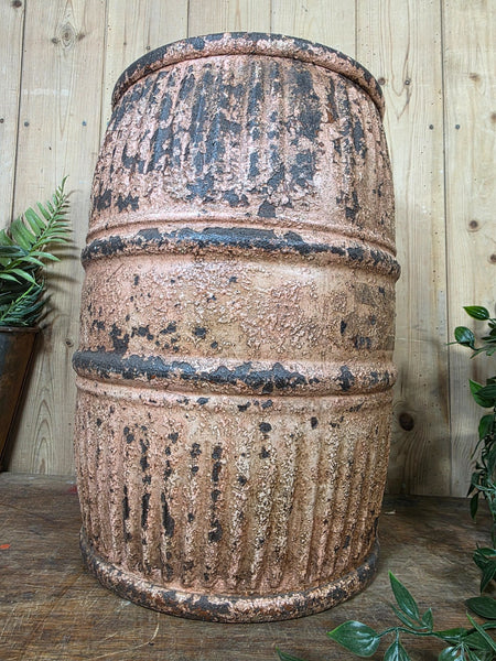 Vintage Rustic Pink Painted Metal Dolly Tub Planter