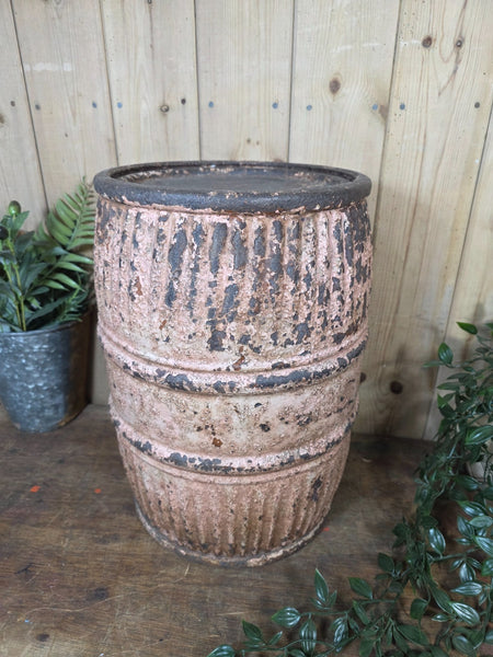 Vintage Rustic Pink Painted Metal Dolly Tub Planter