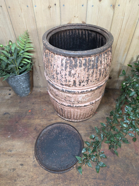 Vintage Rustic Pink Painted Metal Dolly Tub Planter