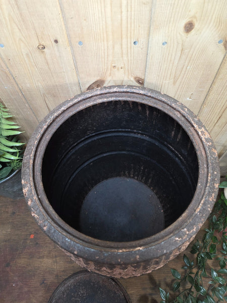 Vintage Rustic Pink Painted Metal Dolly Tub Planter