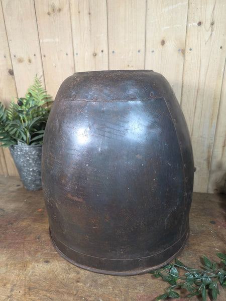 Vintage Rustic Riveted Metal Planter Pot Bucket Tub Bin