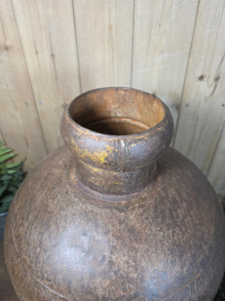Vintage Rustic Hand Made Riveted Metal Dry Flowers Vase Urn